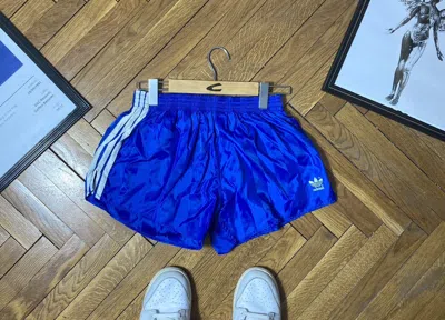 Pre-owned Adidas X Archival Clothing Adidas Vintage 70's 80's Blue Nylon Satin Running Shorts