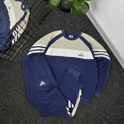 Pre-owned Adidas X Archival Clothing Track Suit Adidas Vintage 90's Sweatpants Sweatshirt In Gray/blue