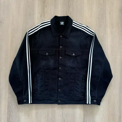 Pre-owned Adidas X Balenciaga Spring 23 Adidas Oversized Denim Jacket In Black
