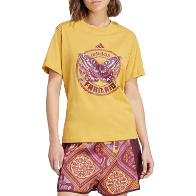 Adidas X Farm Rio Butterfly Cotton Graphic T-shirt In Multi