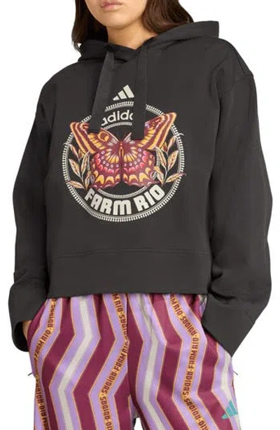 Adidas X Farm Rio Butterfly Graphic Hoodie In Black