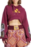 Adidas X Farm Rio Logo Graphic Crop Hoodie In Red