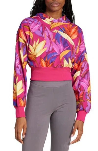 Adidas X Farm Rio X Farm Rio Cotton Graphic Hoodie In Bold Pink/yellow/fuchsia