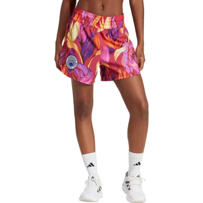 Adidas X Farm Rio X Farm Rio Pacer Shorts In Pink/yellow/fuchsia