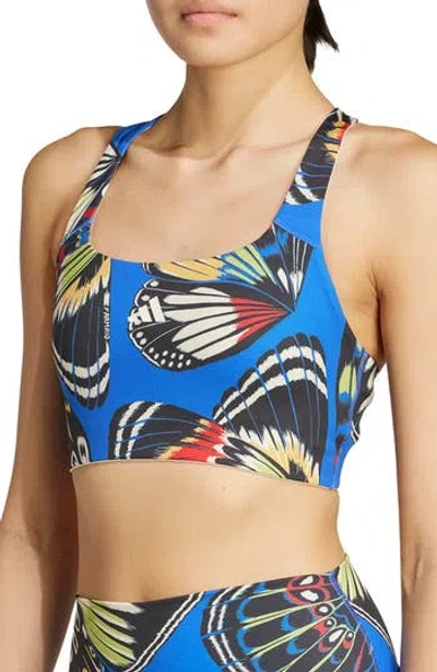 Adidas X Farm Rio X Farm Rio Sports Bra In Blue