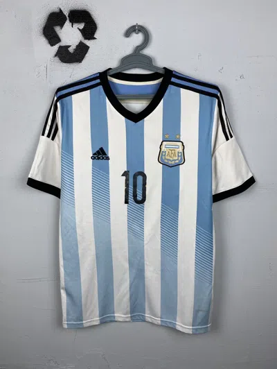 Pre-owned Adidas X Fifa World Cup Messi Argentina 2014 2015 Home World Cup Jersey Retro In Blue/white