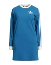 Adidas X Gucci Woman Mini Dress Azure Size L Cotton, Elastane, Polyamide In Blue
