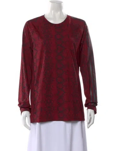 Pre-owned Adidas X Ivy Park Animal Print Crew Neck Top In Burgundy