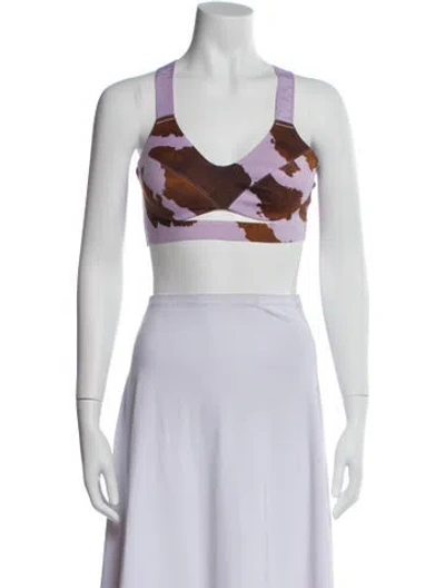 Pre-owned Adidas X Ivy Park Animal Print V-neck Sports Bra W/ Tags In Burgundy