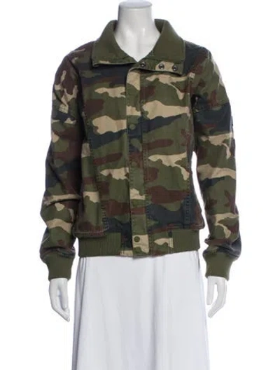 Pre-owned Adidas X Ivy Park Camouflage Print Bomber Jacket In Green