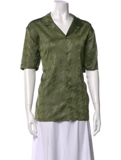 Pre-owned Adidas X Ivy Park Camouflage Print V-neck Top In Green