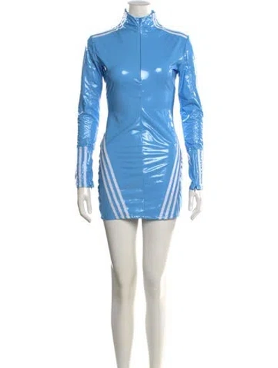 Pre-owned Adidas X Ivy Park Colorblock Pattern Mini Dress In Blue