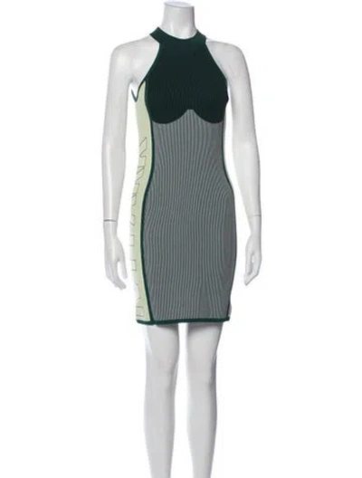 Pre-owned Adidas X Ivy Park Colorblock Pattern Mini Dress In Green