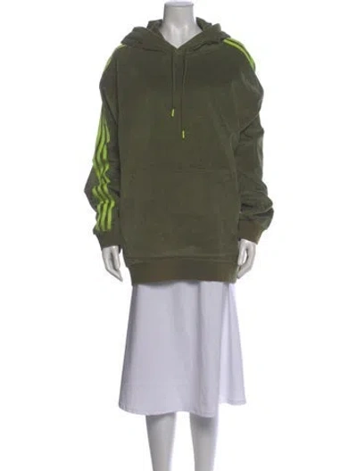 Pre-owned Adidas X Ivy Park Corduroy Crew Neck Hoodie In Green