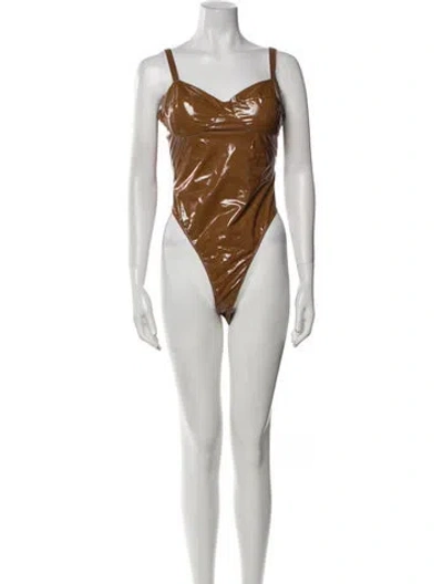 Pre-owned Adidas X Ivy Park Cowl Neck Sleeveless Bodysuit In Brown