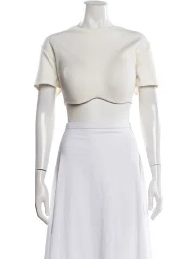 Pre-owned Adidas X Ivy Park Crew Neck Short Sleeve Crop Top In White