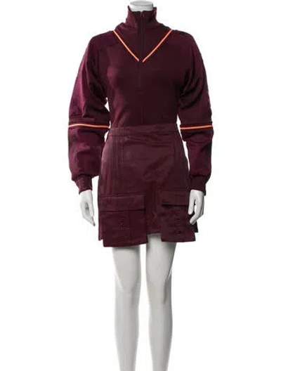 Pre-owned Adidas X Ivy Park Embroidered Accent Skirt Set In Burgundy
