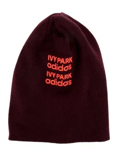 Pre-owned Adidas X Ivy Park Embroidered Logo Woven Beanie In Burgundy