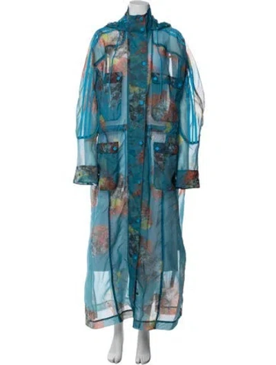 Pre-owned Adidas X Ivy Park Floral Print Coat W/ Tags In Blue