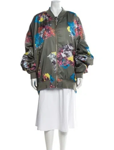 Pre-owned Adidas X Ivy Park Floral Print Jacket In Green