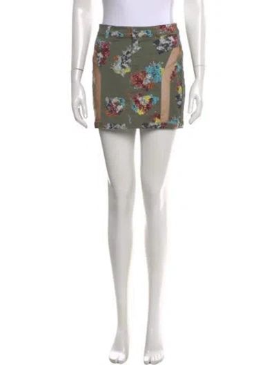 Pre-owned Adidas X Ivy Park Floral Print Mini Skirt In Green