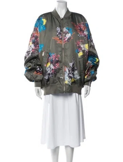 Pre-owned Adidas X Ivy Park Graphic Print Bomber Jacket W/ Tags In Green