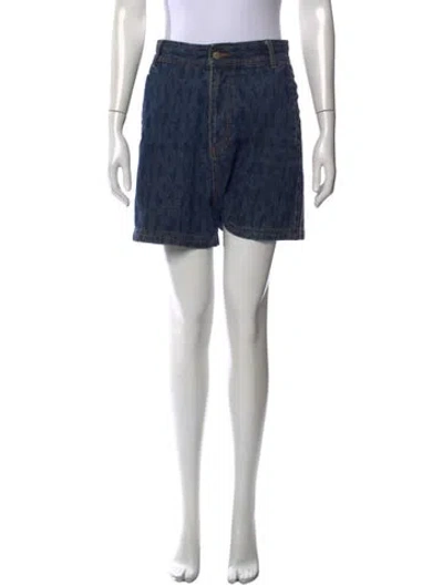 Pre-owned Adidas X Ivy Park Graphic Print Mini Shorts In Blue