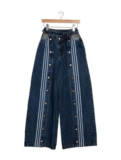 Pre-owned Adidas X Ivy Park High-rise Wide Leg Jeans In Blue