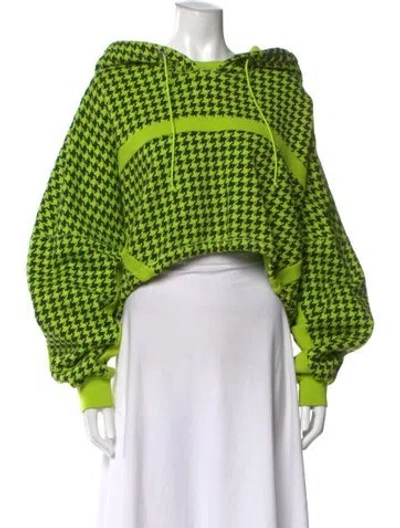 Pre-owned Adidas X Ivy Park Houndstooth Print Crew Neck Hoodie In Green