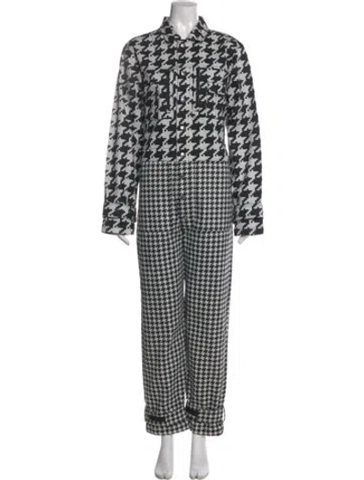 Pre-owned Adidas X Ivy Park Houndstooth Print Jumpsuit In Black