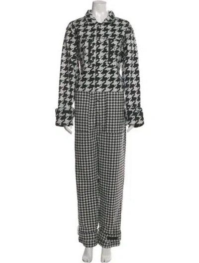 Pre-owned Adidas X Ivy Park Houndstooth Print Jumpsuit In Black