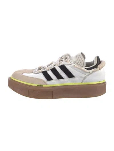Pre-owned Adidas X Ivy Park Leather Printed Sneakers In White