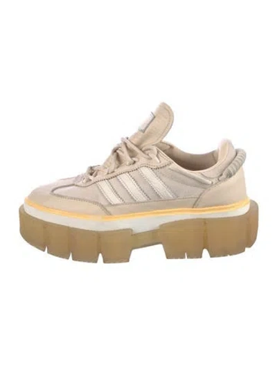 Pre-owned Adidas X Ivy Park Leather Wedge Sneakers In Neutral