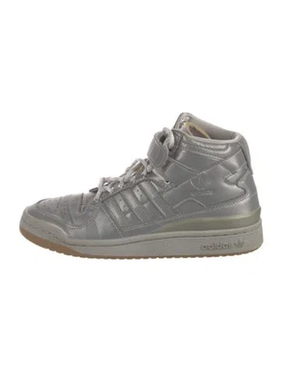 Pre-owned Adidas X Ivy Park Leather Wedge Sneakers In Silver
