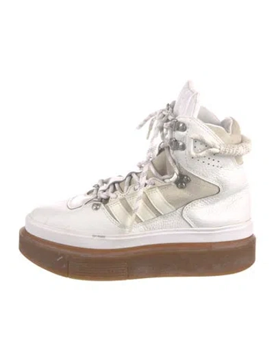 Pre-owned Adidas X Ivy Park Leather Wedge Sneakers In White