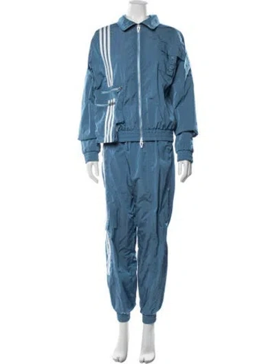 Pre-owned Adidas X Ivy Park Nylon Embroidered Accent Tracksuit In Blue