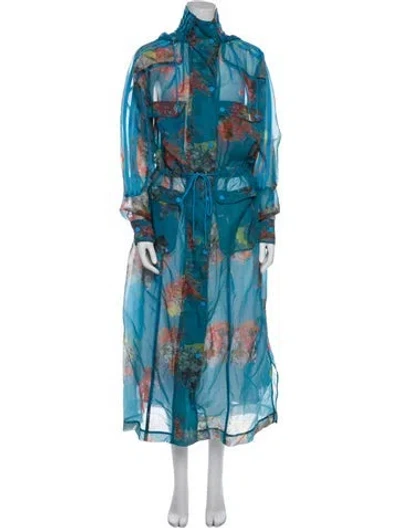 Pre-owned Adidas X Ivy Park Organza Printed Trench Coat In Blue