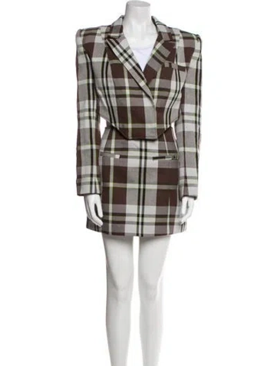 Pre-owned Adidas X Ivy Park Printed Embroidered Accent Skirt Suit W/ Tags In Brown
