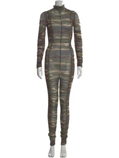 Pre-owned Adidas X Ivy Park Printed Mock Neck Jumpsuit W/ Tags In Green