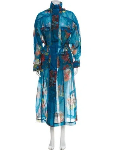 Pre-owned Adidas X Ivy Park Printed Trench Coat In Blue