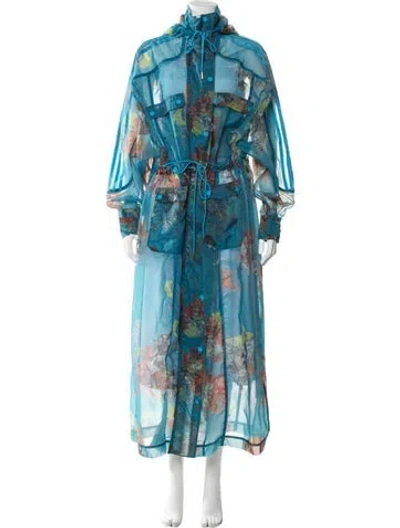 Pre-owned Adidas X Ivy Park Printed Trench Coat W/ Tags In Blue