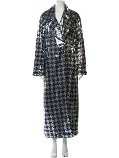 Pre-owned Adidas X Ivy Park Sequin Houndstooth Print Coat W/ Tags In Gray