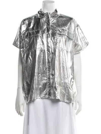Pre-owned Adidas X Ivy Park Short Sleeve Top In Silver