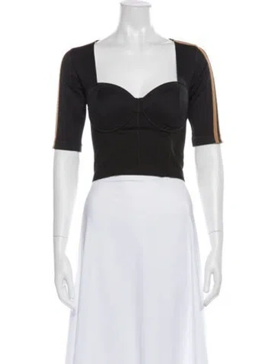 Pre-owned Adidas X Ivy Park Square Neckline Short Sleeve Crop Top In White