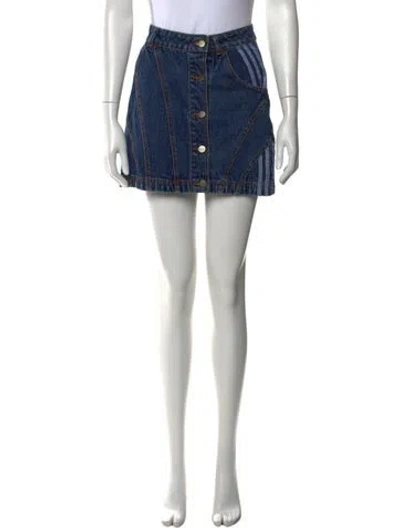Pre-owned Adidas X Ivy Park Striped Mini Skirt W/ Tags In Blue