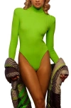 Adidas X Ivy Park Turtleneck Bodysuit In Solar Slime