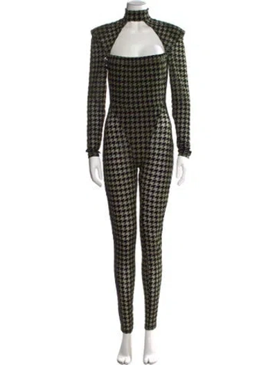 Pre-owned Adidas X Ivy Park Velvet Houndstooth Print Jumpsuit In Green