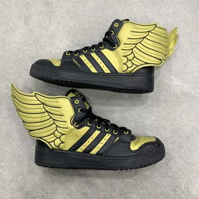 Pre-owned Adidas X Jeremy Scott Adidas Jeremy Scott Js Wings 2.0 Black Gold (g44824) Size 8.5 Shoes