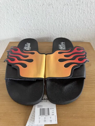 Pre-owned Adidas X Jeremy Scott Fire Slide Sandals In Black