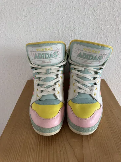 Pre-owned Adidas X Jeremy Scott License Plate Sneakers In Pink